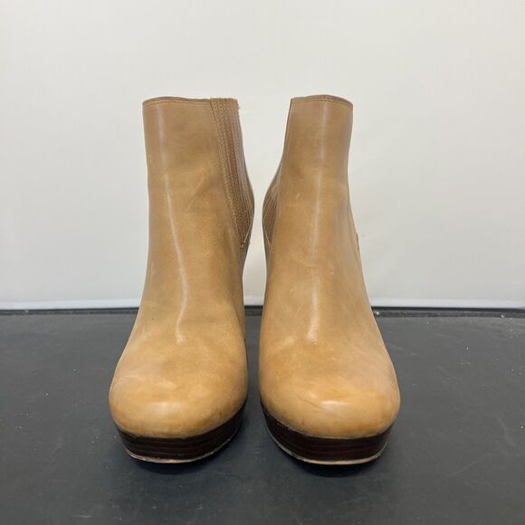 Michael Kors Ankle Boots Booties Tan Brown Leather Platform Heels 8M FS Charity - Picture 2 of 12